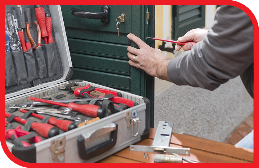 locksmith working on cabinets